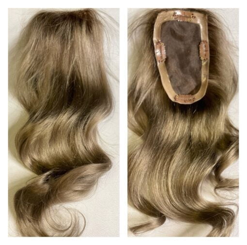 Luxury Dark Ash Blonde Human Hair Body Wave Topper Wig For Women MI1605485