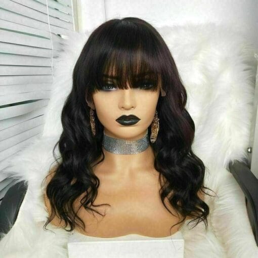 Luxury Fringe Bangs Wavy Black Body Wave 100% Human Hair MI1611810