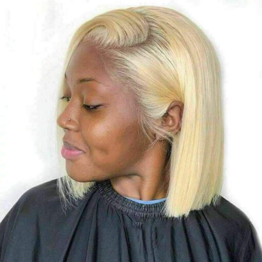 Luxury Platinum Blonde #613 Bob 100% Human Hair Swiss 13X4 MI1610357