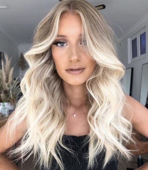 Luxury Sandy Blonde Balayage Platinum Blonde Dark Roots MI1611445