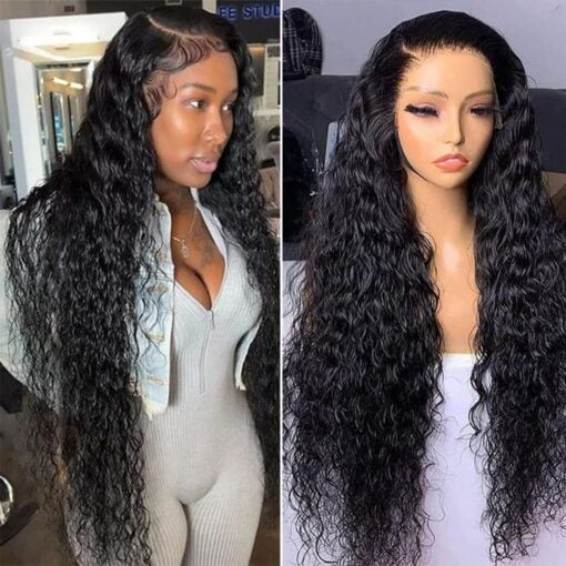 Maxine 12A 34 Inch 180 Density Deep Wave Lace Front Wig Human Hair Pre Plucked 13X4 Water Wave Hd Lace Front Wigs 13X4 Hd Transparent Wet And Wavy MI1606099