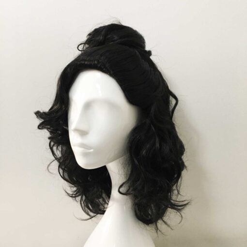 Men Black Medium Length Curly Detachable Top Bun Cosplay Wig MI1611055