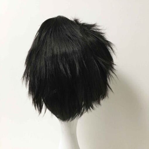 Men Black Short Straight Slicked Back Cosplay Wig MI1611411