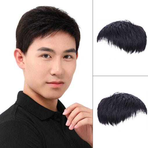 Men'S Natural Black Short Wigs Straight Human Wig Hair Clip MI1611413