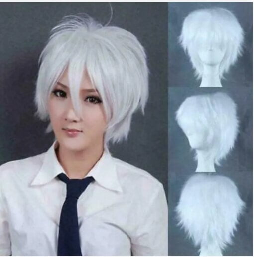 Mens Fluffy White Cosplay Wig High Quality Synthetic Hair MI1610769