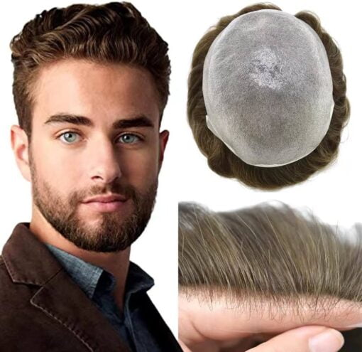 Mens Toupee Thin Skin Remy Human Hair Wigs For Women Men Breathable Ultra Thin Skin Toupee For Women Men All V Looped Pu 0.04Mm 0.06Mm Men Hair Pieces Mixed Gray MI1602658