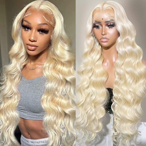 Mfrmfr Aliaurora 613 Blonde Lace Front Wig Human Hair 13X4 Body Wave Lace Front Wigs Human Hair Pre Plucked With Baby Hair 150% Density Brazilian Lace MI1605106