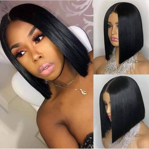 Middle Part Lace Front Short Bob Wigs Virgin MI1603190