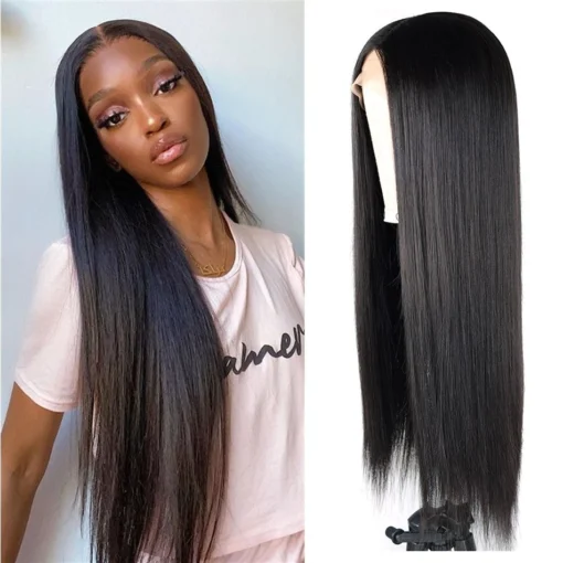 Middle Part Lace Wigs Brazilian Remy Straight Human Hair Wigs Lace Frontal Wig 10 28 Inch MI1602523