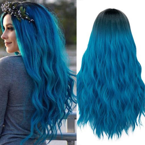 Mildiso Blue Wigs For Women Women 26" Long Ombre Blue MI1610457