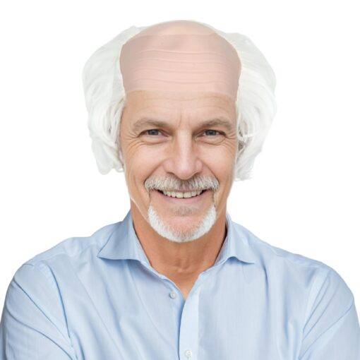 Miss U Hair Old Man Wig White Bald Cap With Hair On Sides Balding Wig Grandpa Halloween Cosplay Costume Wig MI1605831