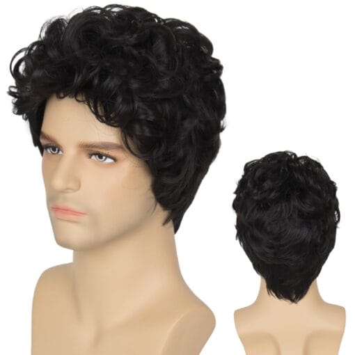 Missuhair 80S Short Black Wig For Women Men Cosplay Halloween Wig MI1611399