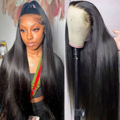 Mylockme 24 Inch Straight Lace Front Wigs Human Hair 13X6 Frontal Wigs Human Hair Hd Lace 150% Density Straight Hair Wigs For Women Black Women Human Hair MI1603865