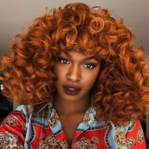 Nadula 10 Inch Ginger Bouncy Curly Human Hair Wigs Orange MI1610629