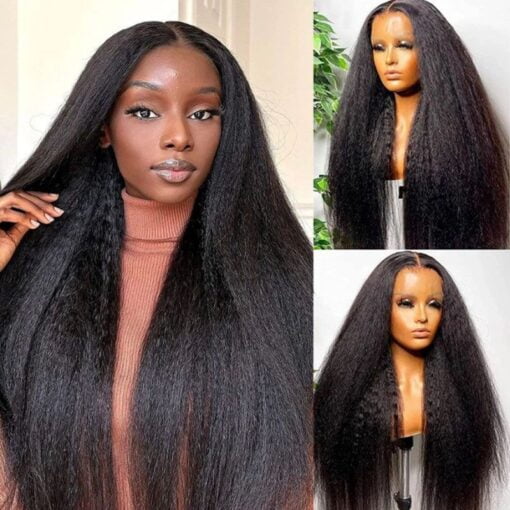 Nadula V Part Kinky Straight Human Hair Wigs Protective MI1603391