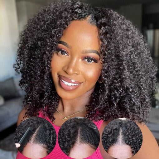 Nadula V Part Wig Kinky Curly Human Hair No Leave Out MI1603962