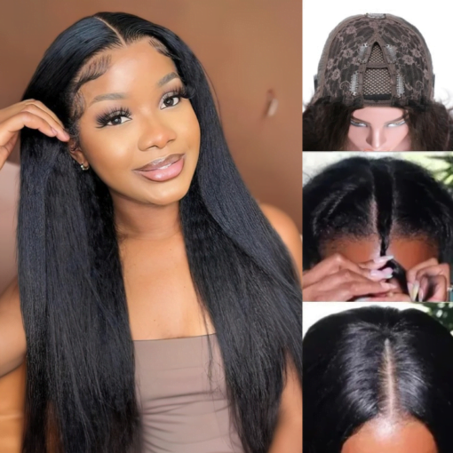 Nadula V Part Yaki Straight Glueless Human Hair Wigs Light MI1602045