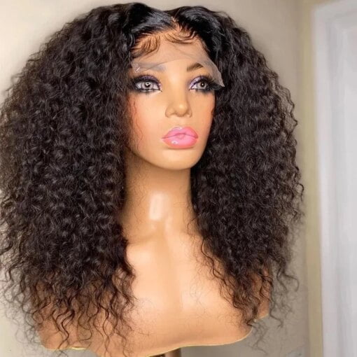 Natural Black Water Wave Curly Lace Front Wig 26 Inches, 180 MI1604506