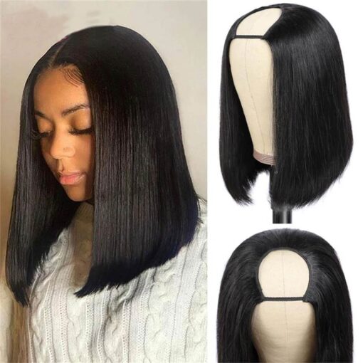 New Arrival】 U Part Bob Wig Glueless Human Hair Wig 250 MI1605315