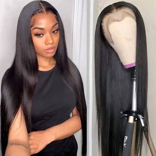 Ocgk 28 Inch Straight Lace Front Wigs Human Hair 180 Density 13X4 Frontal Wig Hd Lace Ear To Ear Glueless Lace Front Human Hair Wigs Pre Plucked MI1605256