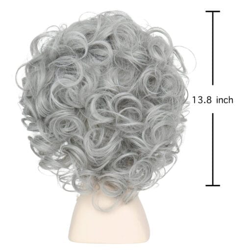 Old Lady Wig Cosplay Granny Glasses Pearl Necklace Grey MI1611092