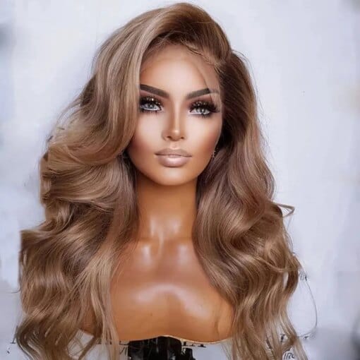 Ombre Ash Blonde Glueless Lace Front Wig Honey Blonde Brown MI1611732