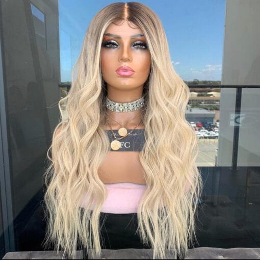 Ombre Ash Blonde Human Hair Wigs Colored13X4Lace Frontal Glueless Lace Front Wigs Wave Pre Plucked Natural Transparent Lace MI1611718