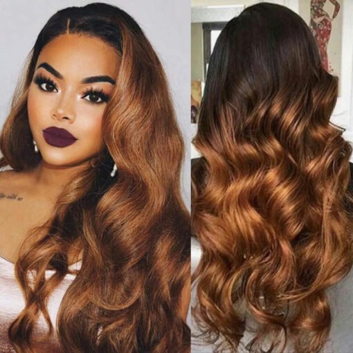 Ombre Body Wave Wig Honey Blonde Synthetic Lace Front Wig MI1610945