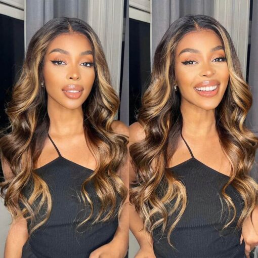 Ombre Highlights Honey Blonde Body Wave Hd Lace Wig Hair MI1610893