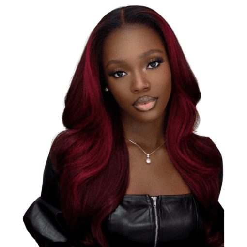 Ombre Wine Red Lace Front Wig Dark Roots Burgundy Synthetic Wigs For Women Black Women Long Glueless Lace Wigs MI1611256