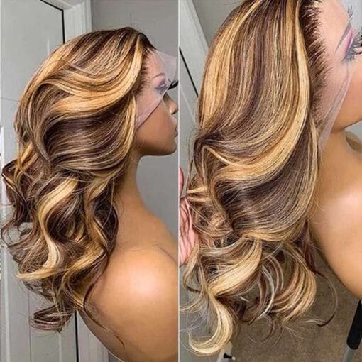 P4/27 Highlight Honey Blonde Body Wave Lace Closure Wigs MI1611688