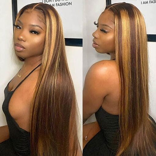 P4/27 Highlight Straight Wig 4X4 5X5 6X6 Lace Closure Wigs MI1611680