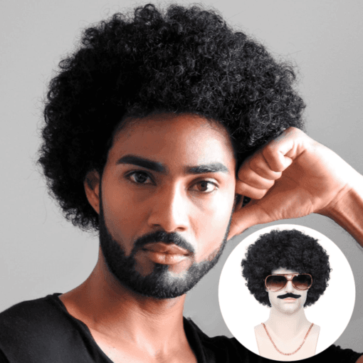 Phocas Curly Wigs For Women Black Men Short Wigs Men 70'S 80'S Disco Funny Cosplay Wefted Wig Caps MI1611373