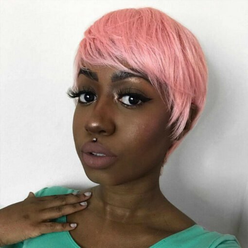 Pink Pixie Wig With Bangs Short Pink Pixie Cut Wigs For Women Women Fashion Party Wigs MI1604990