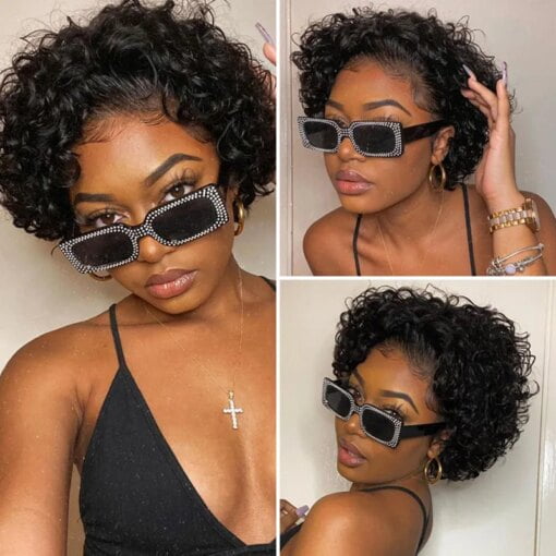 Pixie Cut Short Curly Wigs Short Curly Bob Human Hair MI1602547