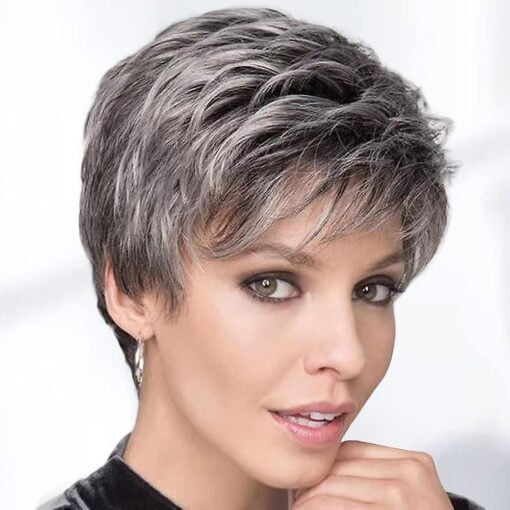 Pixie Cut Short Gray Wigs For Women White Women, Sassy Short MI1606346