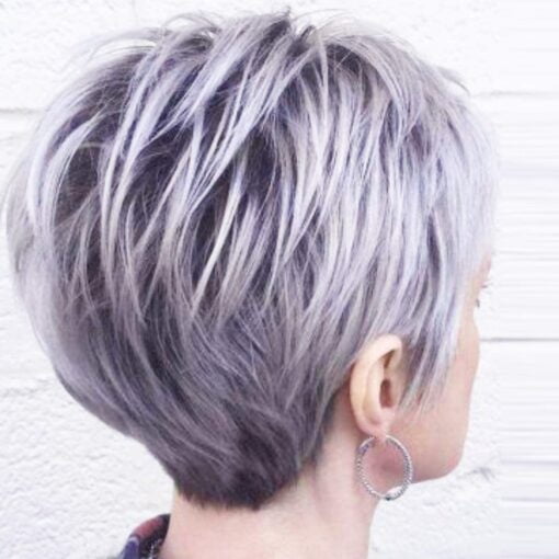 Pixie Cut Wig Short Grey Wigs Synthetic Natural Straight Wig MI1606352