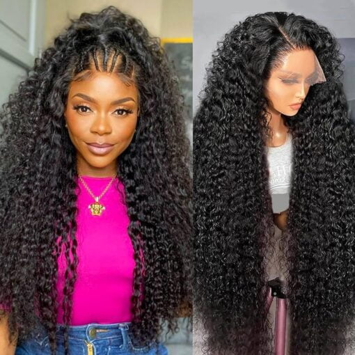 Pladio 13X4 Deep Wave Wig Human Hair 180 Density Hd Lace Front Wigs Human Hair Pre Plucked With Baby Hair 26 Inch Curly Frontal Wigs Human Hair MI1605031