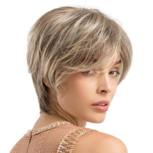 Popular Layered Human Hair Wig Silky Natural Short Cosplay MI1604096