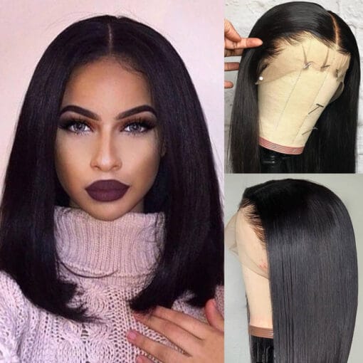 Pre Plucked 13X4 Bob Wigs Brazilian Straight Human Hair Lace MI1607162