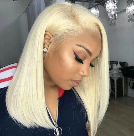 Pre Plucked 13X4 Brazilian Straight Lace Front Wig Ombre 1B/613 Blonde, Bob Human Hair For Women Black Women MI1610419