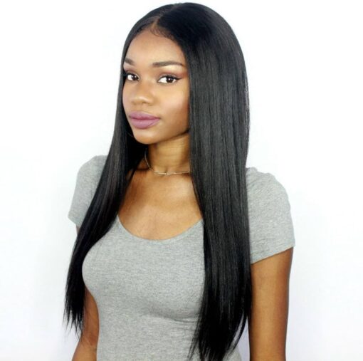 Premier Light Yaki Straight Human Hair 360 Lace Front Wigs Pre Plucked Natural Hairline 150% Density Glueless 360 Yaki Wigs For Women Women Brazilian Virgin MI1604266