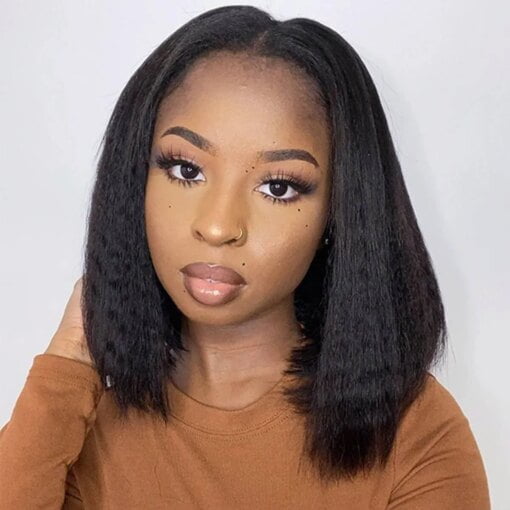 Premium Brazilian Remy Yaki Kinky Straight Hair Short Bob MI1605201