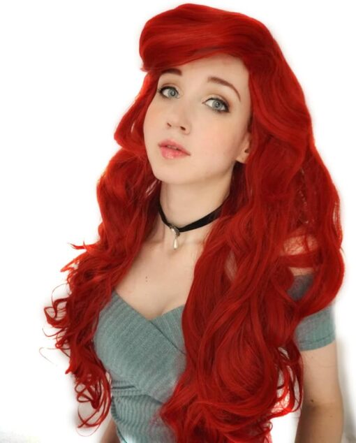 Probeauty Mermaid Wig Long Red Curly Body Wave Wig Halloween Cosplay Costume Wigs For Women Women+Wig Cap MI1604886