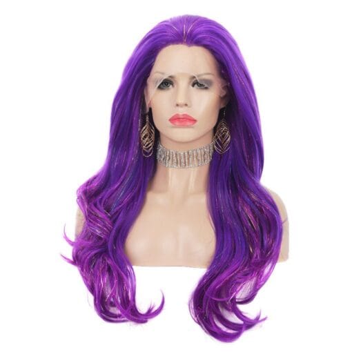 Purple Synthetic Lace Front Wig With Tinsel Hair MI1611231