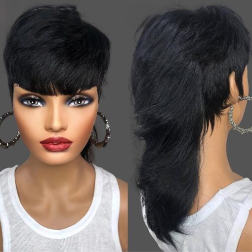 Purplesexy Mullet Wig Pixie Cut Wigs Human Hair For Women Women MI1605028