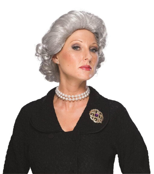 Queen Wig Gray Grey Old Lady Woman Fancy Dress Halloween MI1611100