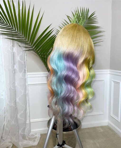 Rainbow Wig Ombre Highlight Mixcolor Wig 13X4 MI1610244