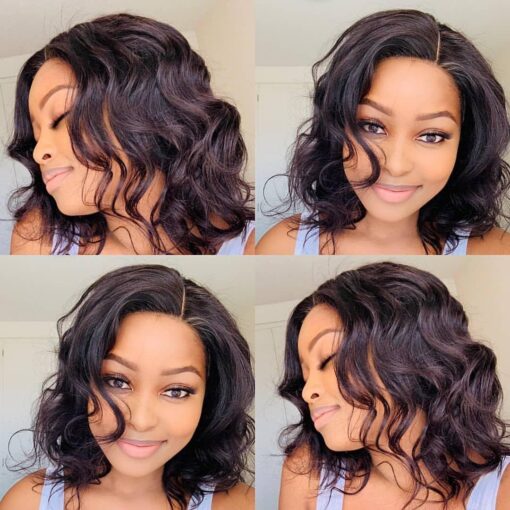 Readytogo Natural Black Loose Wave Glueless Bob 4X4 Closure Lace Wig MI1605213