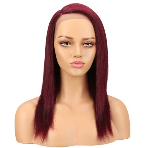 Rebecca Fashion Burgundy Lace Wigs 18 Inch Side Part Human MI1604846